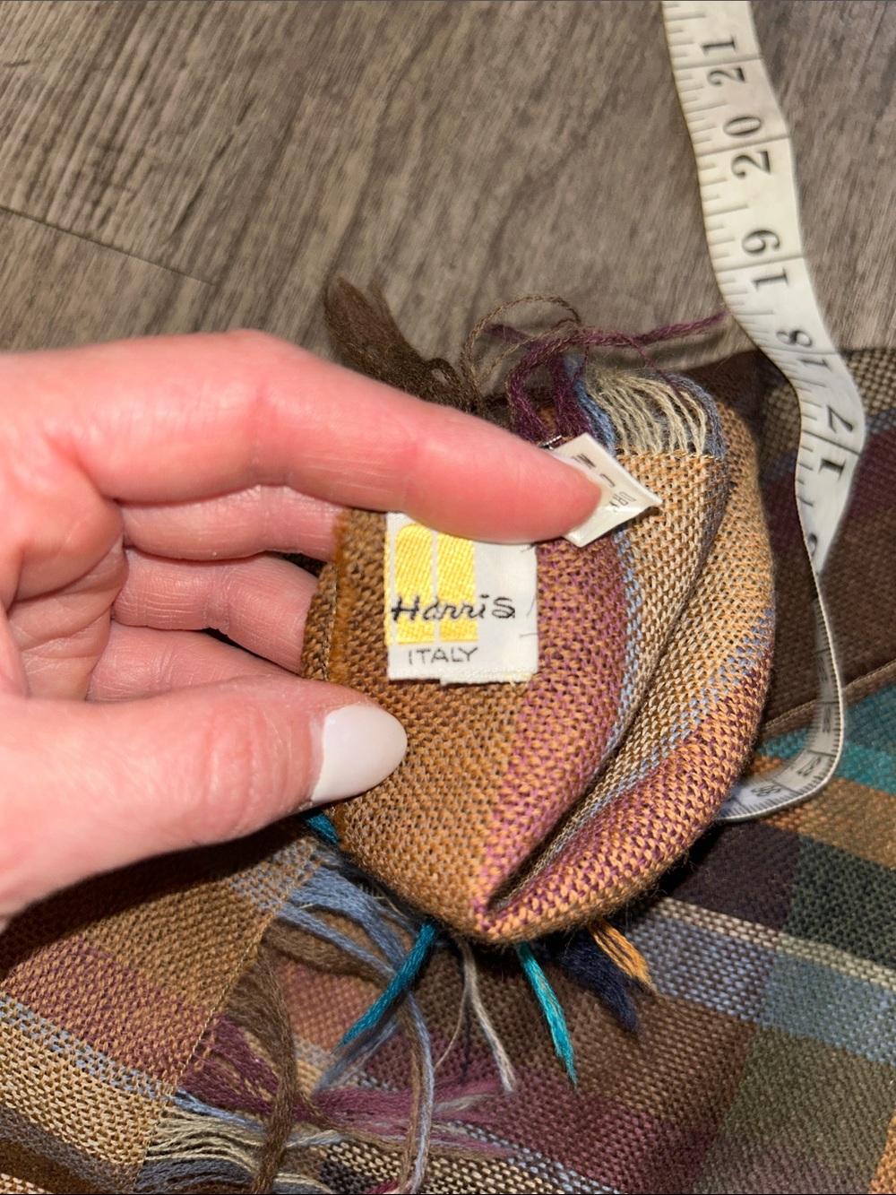 Vintage Sanger-Harris Italian Wool Plaid Scarf 70” Academia Fringe - Picture 5 of 8